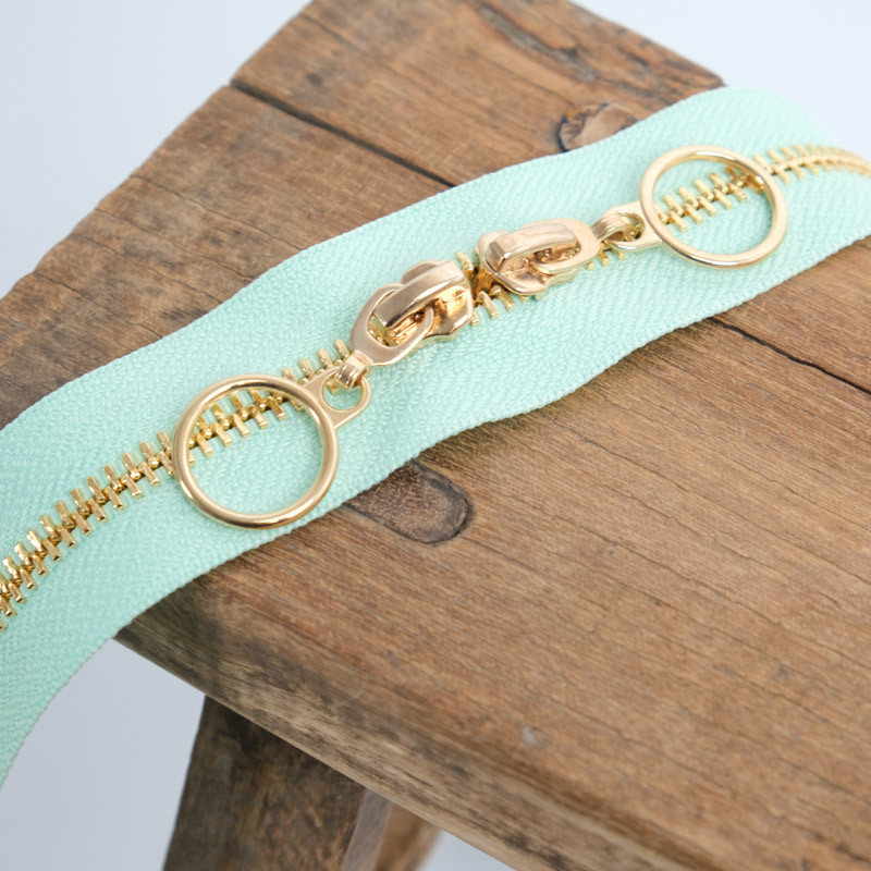 40cm Double-Slider Circle Clasp in Aquamarine Green - Maison Klem
